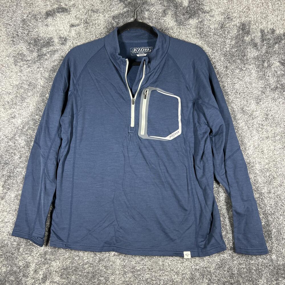 Klim Sweatshirt Mens M Blue 1/4 Zip Pullover Pockets Winter Outdoor Lightweight